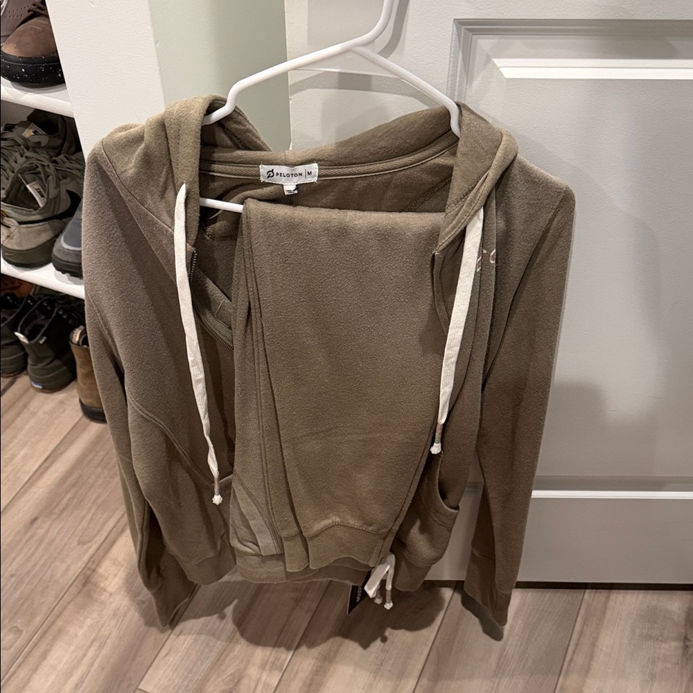 Olive Green Hoodie and Sweatpants Set. Peloton. Women’s medium